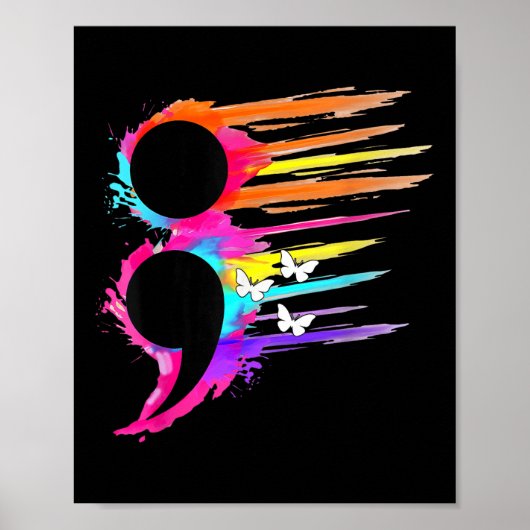 Semicolon Symbool Geestelijke Gezondheid Zelfmoord Poster (Voorkant)