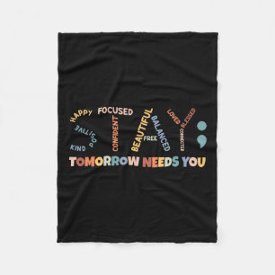 Semicolon Tomorrow heeft je mentale gezondheid nod Fleece Deken