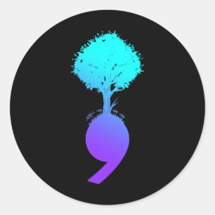 Semicolon Tree Suicide Prevention Awareness Ronde Sticker