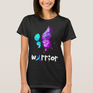 Semicolon Vlinder Waterverf Zelfmoordpreventie T-shirt