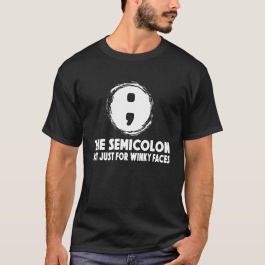 Semicolon Winky Faces Grammar T-shirt (Voorkant)