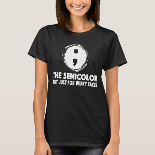 Semicolon Winky Faces Grammar T-shirt (Voorkant)