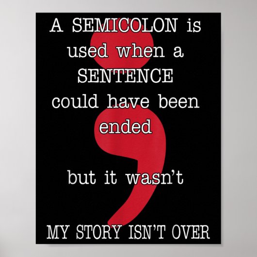 Semicolon Zelfmoordpreventie Bewustheid Mijn verha Poster (Voorkant)