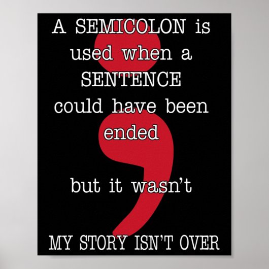 Semicolon Zelfmoordpreventie Bewustheid Mijn verha Poster (Voorkant)