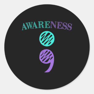 Semicolon zelfmoordpreventie bewustzijn _1 ronde sticker