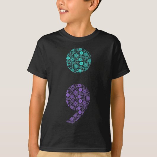 Semicolon Zelfmoordpreventie Bewustzijn 1 T-shirt (Voorkant)