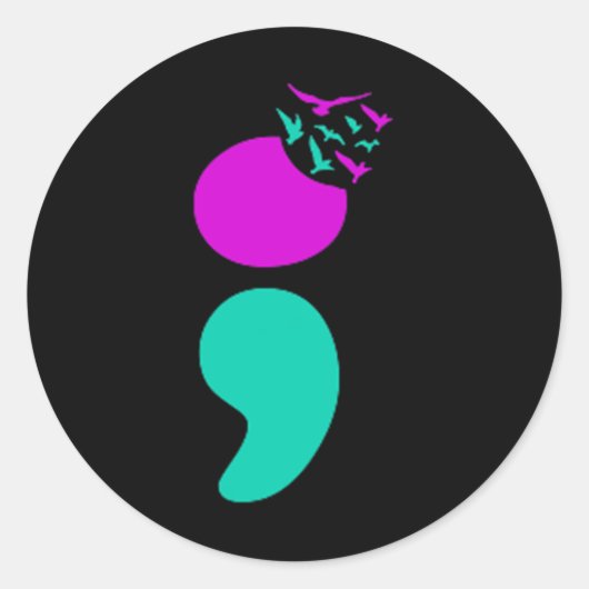 Semicolon Zelfmoordpreventie Psychische gezondheid Ronde Sticker (Voorkant)