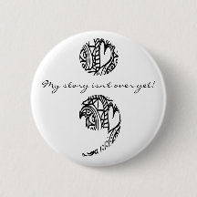Semicolon Zendoodle: "Mijn verhaal..." pinback-But