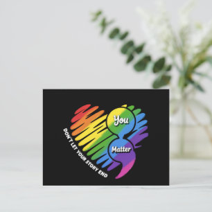 Semikolon LGBTQ Preventie van Zelfmoord Geestelijk Briefkaart