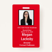 Seminar Attendee Rood en Wit Verticaal Badge (Achterkant)