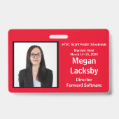 Seminar Horizontaal Rood en Wit van de Aanwezighei Badge (Achterkant)