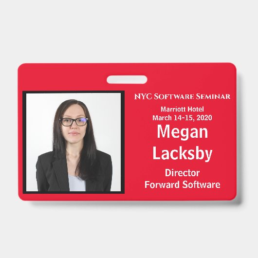 Seminar Horizontaal Rood en Wit van de Aanwezighei Badge (Voorzijde)