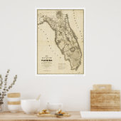Seminole War Florida Map 1839 Poster (Keuken)