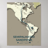 Semipalmated Sandpiper Migration Map – Minimalisti Poster (Voorkant)