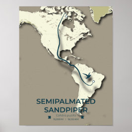 Semipalmated Sandpiper Migration Map – Minimalisti Poster
