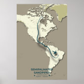 Semipalmated Sandpiper Migration Map – Minimalisti Poster (Voorkant)