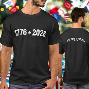 Semiquincentennial 1776 tot 2026 Witte Cijfers T-shirt