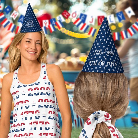 Semiquincentennial Star Spangled Zilver Marineblau Feesthoedjes