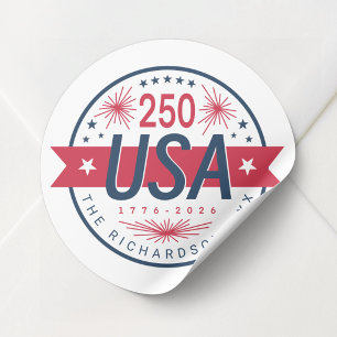 Semiquincentennial van de Verenigde Staten 250ste  Ronde Sticker