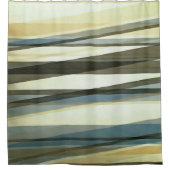 semitransparante lagen in zand bruin en blauw douchegordijn (Voorkant)