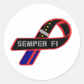 Semper Fi-lint Ronde Sticker (Voorkant)
