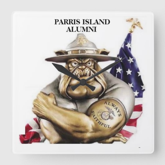 Semper-Fi-wandklok Vierkante Klok (Voorkant)