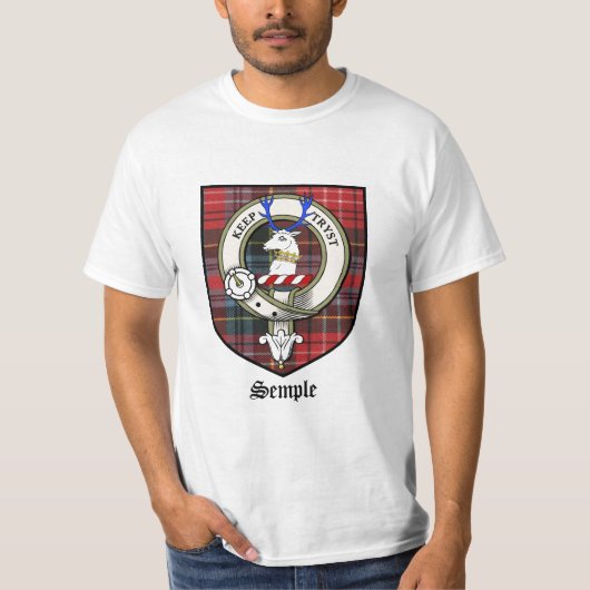 Semple Clan Crest Badge Tartan T-shirt (Voorkant)