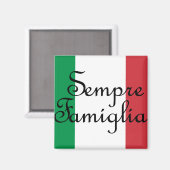 Sempre Famiglia en Italiaanse vlaggen Magneet (Voorkant / Achterkant)