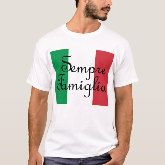 Sempre Famiglia en Italiaanse vlaggen T-shirt (Voorkant)
