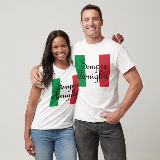 Sempre Famiglia en Italiaanse vlaggen T-shirt (Unisex)