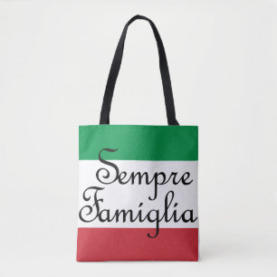 Sempre Famiglia en Italiaanse vlaggen Tote Bag