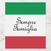 Sempre Famiglia en Italiaanse vlaggen Wijn Etiket (Enkel label)