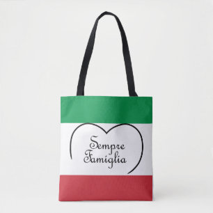 Sempre Famiglia en tas onder Italiaanse vlag