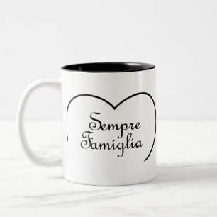 Sempre Famiglia Italy "Always Family" Heart Tweekleurige Koffiemok