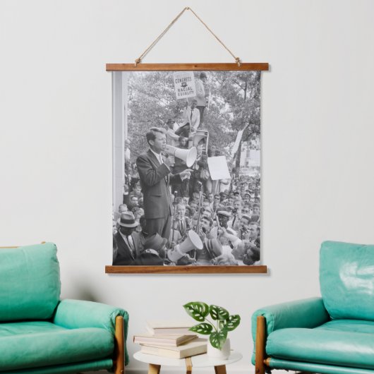 Sen. Robert Kennedy Campagne voor Amerikaans Presi Hangend Wandkleed (Woonkamer)