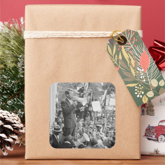 Sen. Robert Kennedy Campagne voor Amerikaans Presi Vierkante Sticker (Feestdagen)