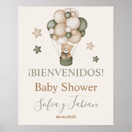 Señal de bienvenida de Teddy Bear Baby shower Boy Poster