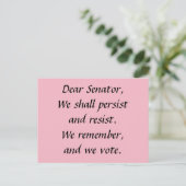 Senator blijft zich verzetten, onthoud stemming briefkaart (Staand voorkant)