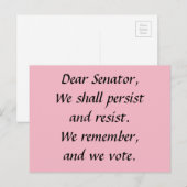 Senator blijft zich verzetten, onthoud stemming briefkaart (Voorkant / Achterkant)