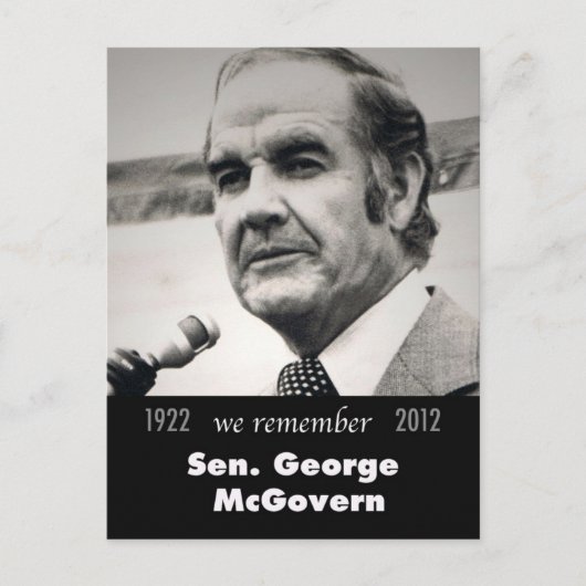 Senator George McGovern 1922-2012 Briefkaart (Voorkant)