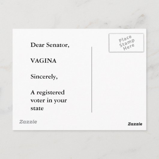 Senator: Ik kan het niet zeggen, maak er geen wett Briefkaart (Achterkant)