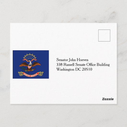Senator John Hoeven Briefkaart (Achterkant)