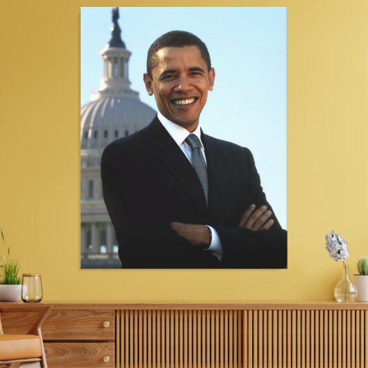 Senator Portrait, Amerikaans President Barack Obam Canvas Afdruk (Insitu (Woonkamer))