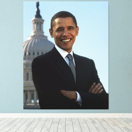 Senator Portrait, Amerikaans President Barack Obam Canvas Afdruk (Insitu (Houten vloer))