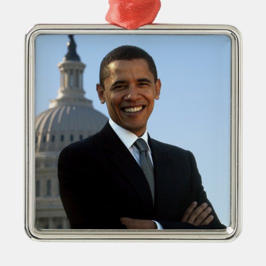 Senator Portrait, Amerikaans President Barack Obam Metalen Ornament (Voorkant)