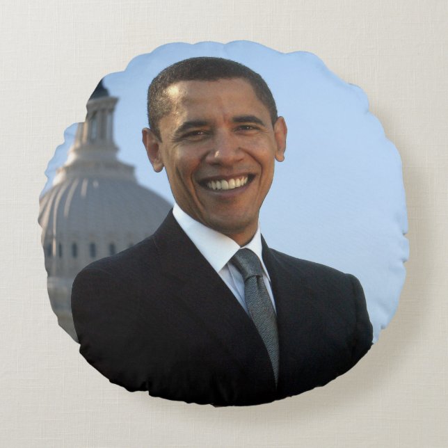 Senator Portrait, Amerikaans President Barack Obam Rond Kussen (Voorkant)