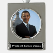 Senator Portrait, Amerikaans President Barack Obam Verzilverd Banner Ornament (Voorkant)