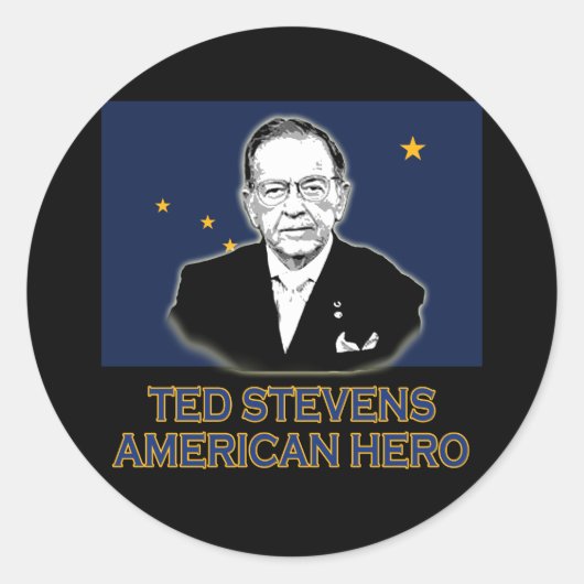 Senator Ted Stevens T-shirt, American Hero Ronde Sticker (Voorkant)