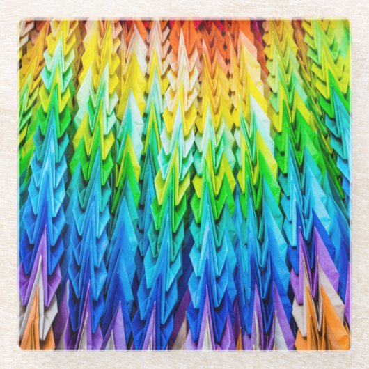 Senbazuru of duizend origamikranen glazen onderzetter (Voorkant)