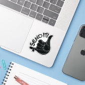 "Send It" Klimsticker Sticker (Laptop met iPhone)